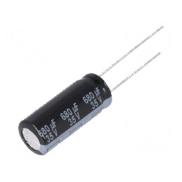 Condensator electrolitic low ESR THT 680uF 35VDC Ø10x25mm - Componentă electronică de înaltă performanță | Electronic-mag.ro | Componente Electronice
