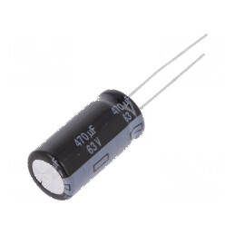 Condensator Electrolitic Low ESR THT 470uF 63VDC Ø12,5x25mm - Componentă Electronică de Înaltă Performanță | Electronic-mag.ro | Componente Electronice