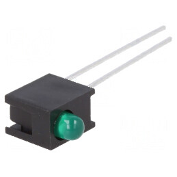 LED Verde 3mm în Carcasă - 1 Diode, 10mA, 60°, 1,5-2,7V, 1mcd | Electronic-mag.ro | Componente Electronice