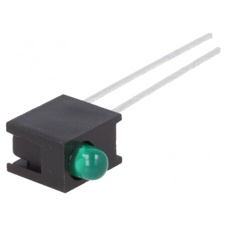 LED Verde 3mm în Carcasă - 1 Diode, 10mA, 60°, 1,5-2,7V, 1mcd | Electronic-mag.ro | Componente Electronice