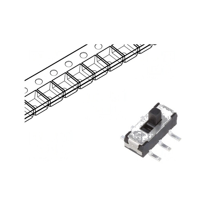 Comutator glisant DPDT 0,3A/6VDC ON-ON SMT, Poz: 2, temperatură operare -40÷85°C | Electronic-mag.ro | Componente Electronice