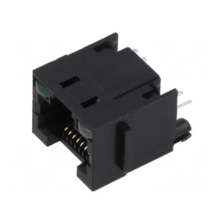Conector RJ45 Soclu 8p8c cu Diodă LED, PIN 8, THT - Componente Electronice Profesionale | Electronic-mag.ro | Componente Electronice