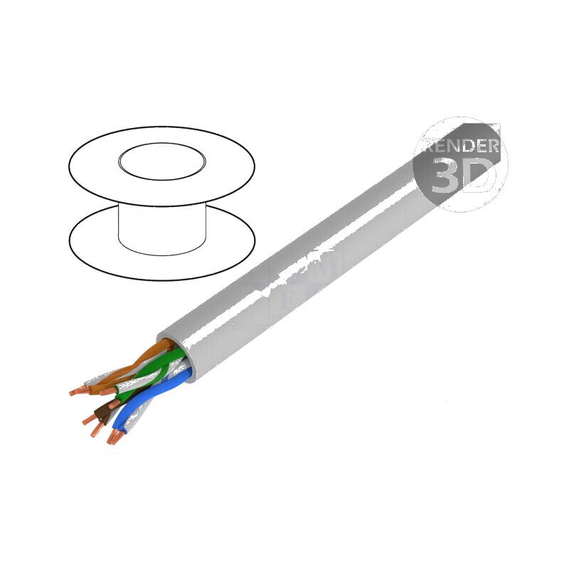 Cablu U/UTP 5e 4x2x24AWG Cu LSZH gri - 500m, Øcablu 4,7mm | Electronic-mag.ro | Componente Electronice
