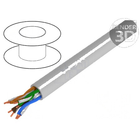 Cablu U/UTP 5e 4x2x24AWG Cu LSZH gri - 500m, Øcablu 4,7mm | Electronic-mag.ro | Componente Electronice