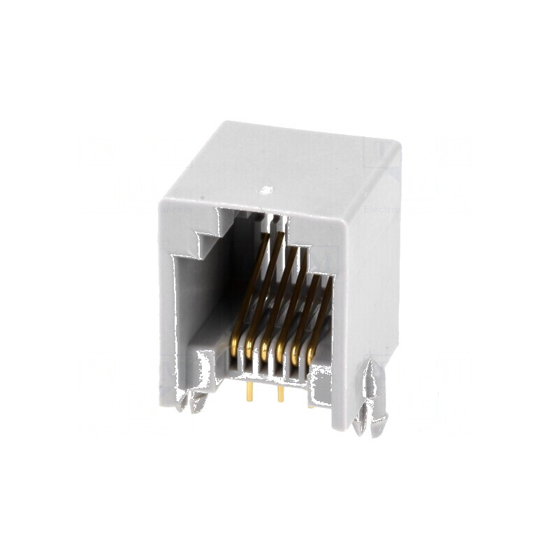 Conector RJ12 Soclu 6 PIN cu Contacte din Bronz-Fosfor Aurit THT | Electronic-mag.ro | Componente Electronice