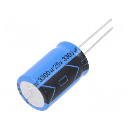 Condensator electrolitic THT 3300uF 25VDC ±20% 2000h 16x25mm - Componentă electronică de înaltă performanță | Electronic-mag.ro | Componente Electronice