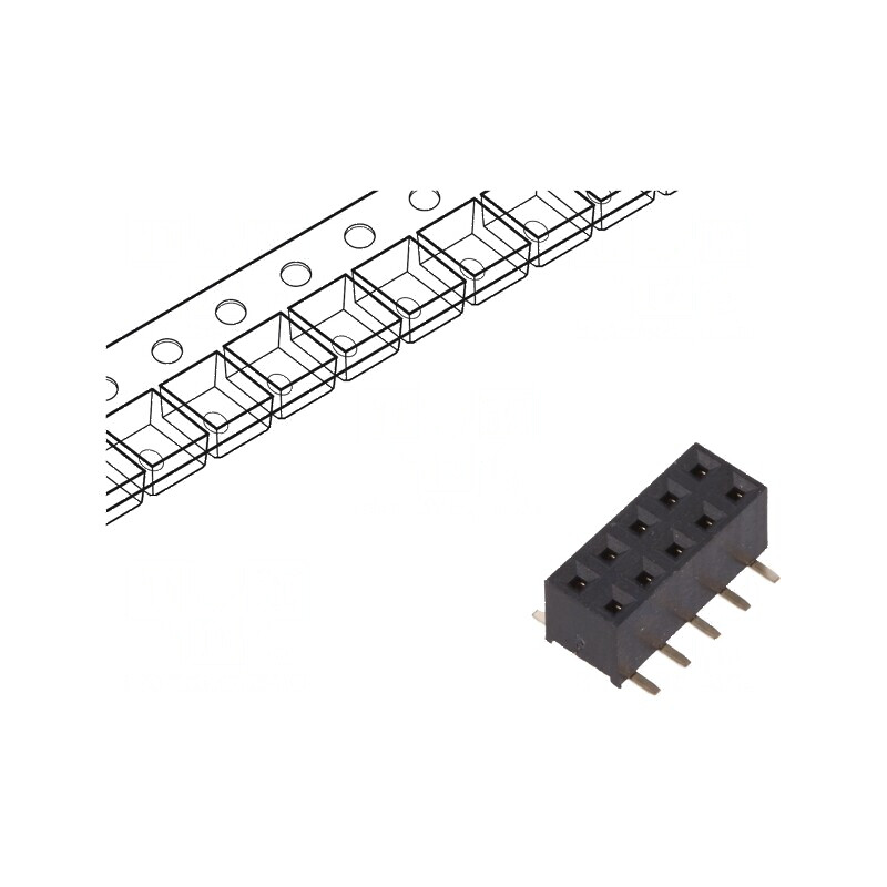 Conector șiruri pini soclu mamă 10 pini verticale 2mm SMT - Componentă electronică de calitate | Electronic-mag.ro | Componente Electronice
