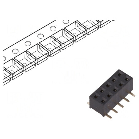 Conector șiruri pini soclu mamă 10 pini verticale 2mm SMT - Componentă electronică de calitate | Electronic-mag.ro | Componente Electronice