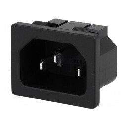 Conector Alimentare AC IEC 60320, Soclu Tată, 10A, 250VAC | Electronic-mag.ro | Componente Electronice