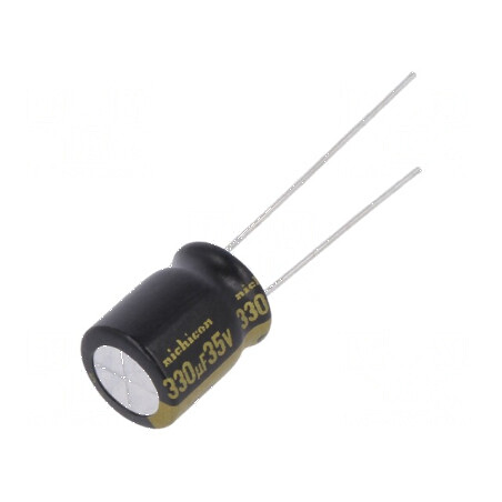 Condensator electrolitic THT 330uF 35VDC Ø10x12,5mm ±20% - Componentă electronică de înaltă calitate | Electronic-mag.ro | Componente Electronice