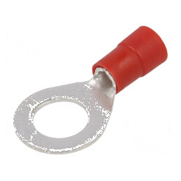 Vârf inelar M12 cu diametrul de 13mm, 10mm², crimpat pe cablu, izolație roșie | Electronic-mag.ro | Componente Electronice