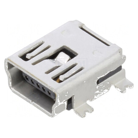 Conector USB B Mini Soclu SMT PIN 5 Orizontale USB 2.0 1A - Componente Electronice Profesionale | Electronic-mag.ro | Componente Electronice
