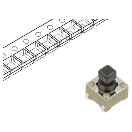 Microîntrerupător TACT SPST-NO 0,05A/12VDC SMT - Pozitie 2 Fara Asa | Electronic-mag.ro | Componente Electronice