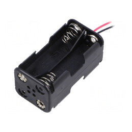 Suport pentru Baterii AA/R6 cu 4 Cabluri Negre de 150mm | Electronic-mag.ro | Componente Electronice
