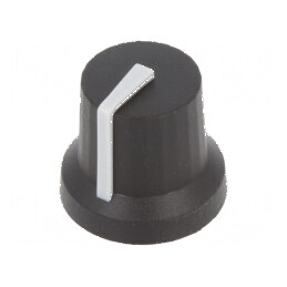 Buton rotativ cu indicator din plastic și gumă, dimensiuni Øax: 6mm, Ø16,8x14,5mm | Electronic-mag.ro | Componente Electronice