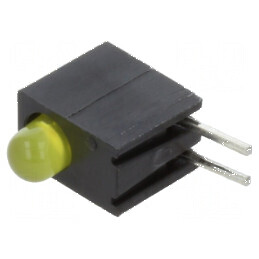 LED 3mm Galben Difuz cu 1 Diode, 2mA, Lentilă 45° - Carcasă Inclusă | Electronic-mag.ro | Componente Electronice