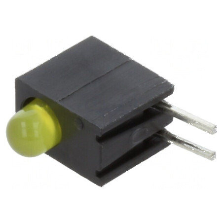 LED 3mm Galben Difuz cu 1 Diode, 2mA, Lentilă 45° - Carcasă Inclusă | Electronic-mag.ro | Componente Electronice