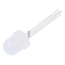 LED RGB 8mm Convex cu Unghi de 60° - Tensiune de Funcționare 3÷15VDC, Nr. Term: 4 | Electronic-mag.ro | Componente Electronice
