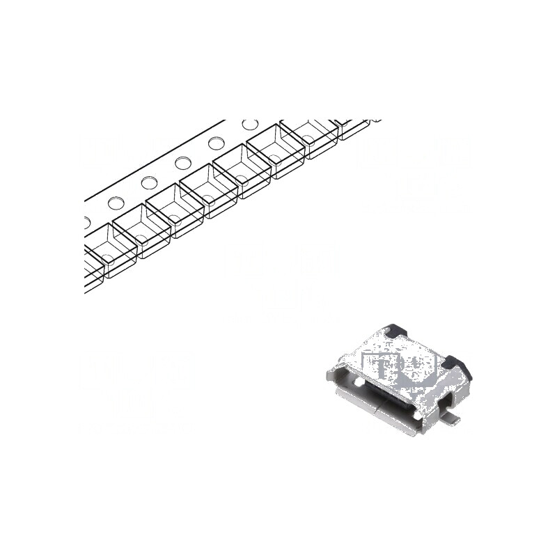 Conector USB AB Micro Soclu SMT PIN 5 Orizontale USB 2.0 - Componente Electronice | Electronic-mag.ro | Componente Electronice