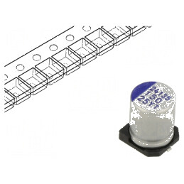 Condensator Hibrid SMD 150uF 25VDC Ø8x10mm, Temperaturi -55° până la 150°C, Toleranță ±20% | Electronic-mag.ro | Componente Electronice