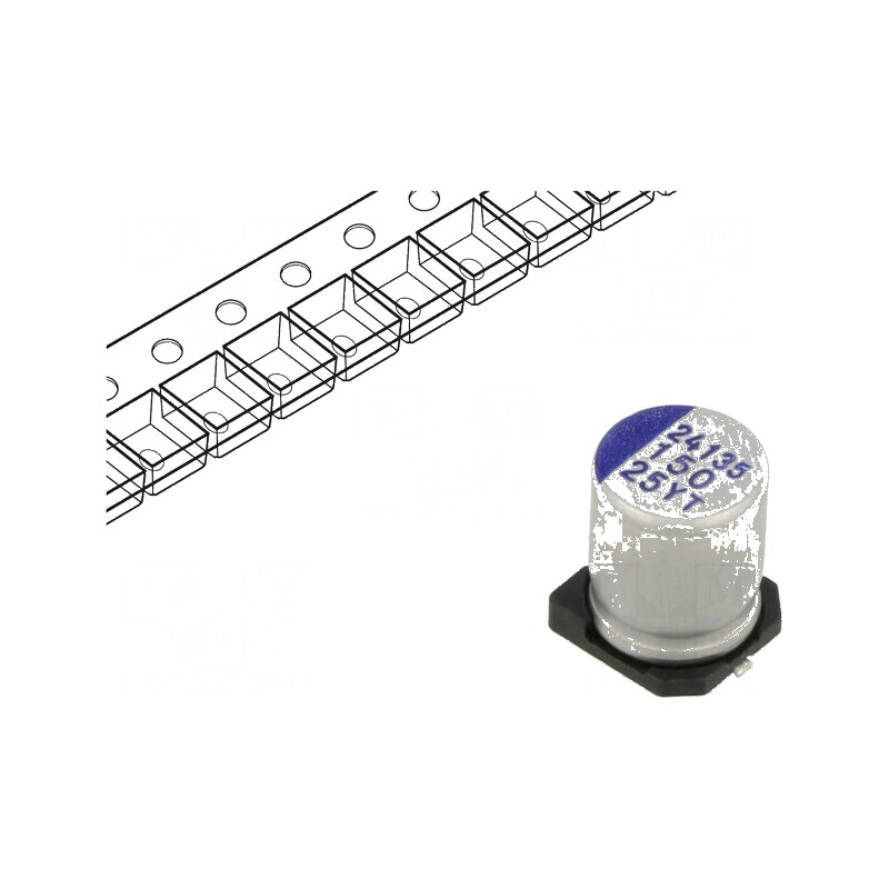Condensator Hibrid SMD 150uF 25VDC Ø8x10mm, Temperaturi -55° până la 150°C, Toleranță ±20% | Electronic-mag.ro | Componente Electronice Condensator Hibrid SMD 150uF 25VDC Ø8x10mm, Temperaturi -55° până la 150°C, Toleranță ±20% | Electronic-mag.ro | Componente Electronice