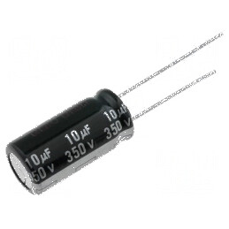 Condensator electrolitic THT 10uF 350VDC Ø10x20mm cu raster de 5mm | Electronic-mag.ro | Componente Electronice