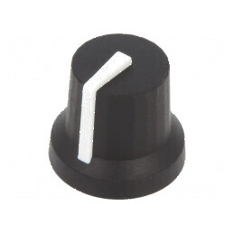 Buton rotativ cu indicator din plastic, diametru ax 6mm, dimensiuni 16,8mm x 14,5mm, guma antiderapantă | Electronic-mag.ro | Componente Electronice
