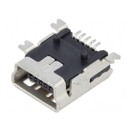 Conector USB B Mini Soclu SMT PIN 5 Orizontale USB 2.0 1A - Componentă Electronică Profesională | Electronic-mag.ro | Componente Electronice