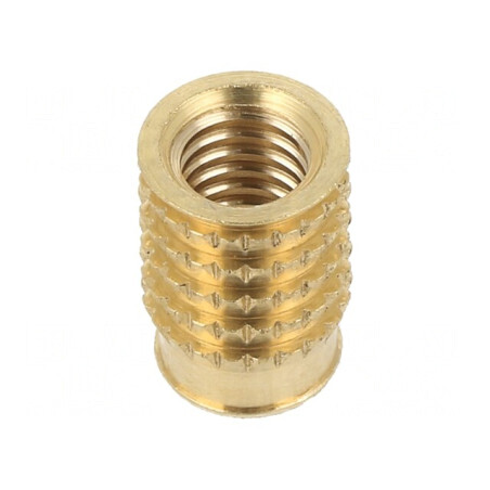 Adaos filetat din alamă M6 BN 37885 - Lungime 12,3mm pentru montaj pe plastic | Electronic-mag.ro | Componente Electronice