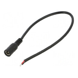 Cablu DC 5,5/2,1 Soclu Drept Negru 0,25m 2x0,5mm² - Interval Temperatura 20÷80°C | Electronic-mag.ro | Componente Electronice