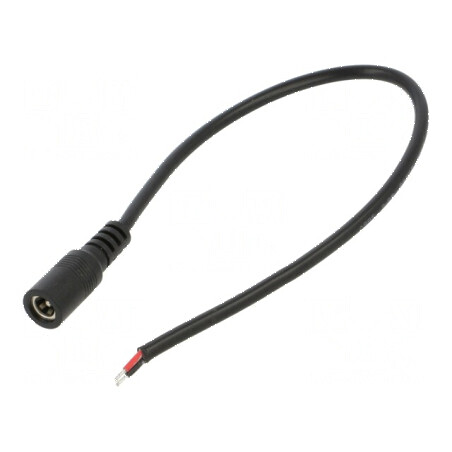 Cablu DC 5,5/2,1 Soclu Drept Negru 0,25m 2x0,5mm² - Interval Temperatura 20÷80°C | Electronic-mag.ro | Componente Electronice