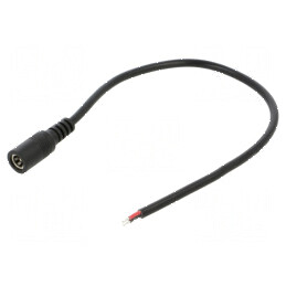 Cablu DC 5,5/2,5 Soclu Drept Negru 2x0,5mm², Lungime 0,25m, Temperatură Operare -20÷80°C | Electronic-mag.ro | Componente Electronice