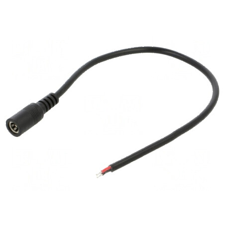 Cablu DC 5,5/2,5 Soclu Drept Negru 2x0,5mm², Lungime 0,25m, Temperatură Operare -20÷80°C | Electronic-mag.ro | Componente Electronice