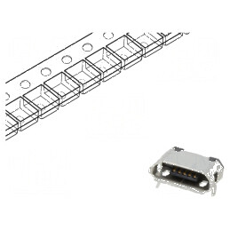 Conector USB B Micro Soclu SMT PIN 5 Orizontale USB 2.0 1,8A - Componentă Electonica | Electronic-mag.ro | Componente Electronice