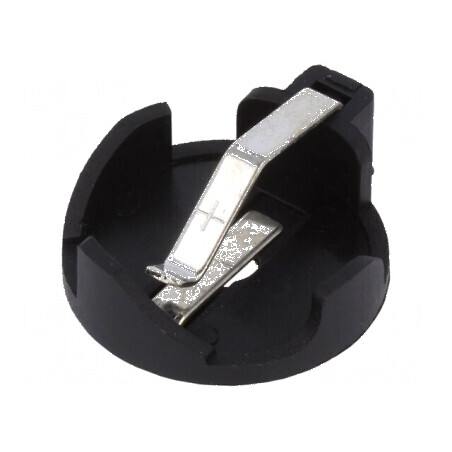 Soclu baterie CR2032/ DL2032 orizontal THT, înălțime 8,8mm, culoare neagră, compatibil pentru montaj PCB | Electronic-mag.ro | Componente Electronice