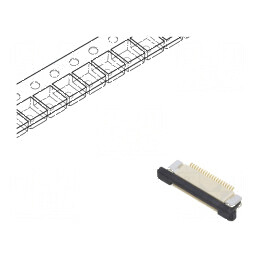 Conector FFC/FPC 20 PIN F32Q cu Contacte Superioare ZIF SMT 50V | Electronic-mag.ro | Componente Electronice
