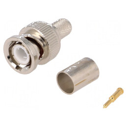 Conector BNC Mufă Tată Drept 75Ω RG6 Crimpat pe Cablu Aurit - Soluție Profesională pentru Conectivitate Audio-Video | Electronic-mag.ro | Componente Electronice