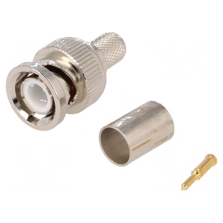 Conector BNC Mufă Tată Drept 75Ω RG6 Crimpat pe Cablu Aurit - Soluție Profesională pentru Conectivitate Audio-Video | Electronic-mag.ro | Componente Electronice
