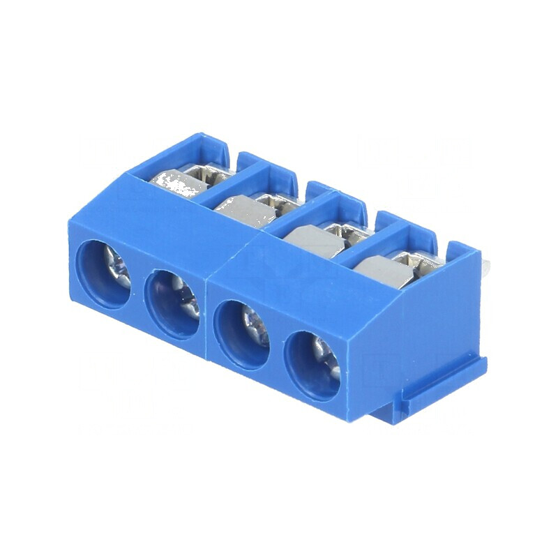 Regletă de Conexiuni pentru PCB 90° - 4 Piste, 2,5mm², 5mm | Electronic-mag.ro | Componente Electronice Regletă de Conexiuni pentru PCB 90° - 4 Piste, 2,5mm², 5mm | Electronic-mag.ro | Componente Electronice