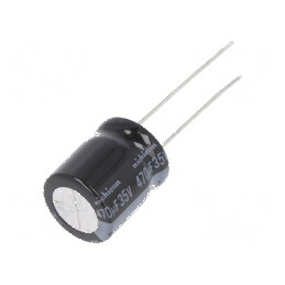 Condensator Electrolitic Low ESR THT 470uF 35VDC, Ø12,5x15mm - Componentă Electronică de Înaltă Performanță | Electronic-mag.ro | Componente Electronice