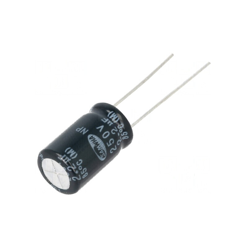 Condensator electrolitic bipolar THT 2,2µF 250VDC Ø10x16mm - Componentă electronică de calitate superioară | Electronic-mag.ro | Componente Electronice
