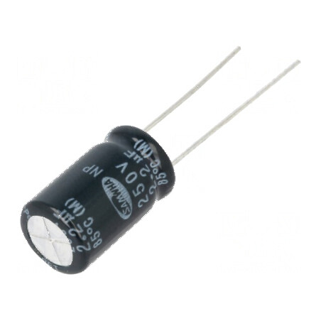 Condensator electrolitic bipolar THT 2,2µF 250VDC Ø10x16mm - Componentă electronică de calitate superioară | Electronic-mag.ro | Componente Electronice