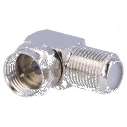 Adaptor F soclu-F mufă în unghi de 90° pentru conexiuni TV și satelit | Electronic-mag.ro | Componente Electronice