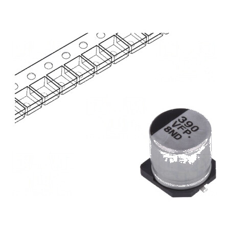 Condensator electrolitic SMD 390uF 35VDC Low ESR Ø10x10,2mm | Electronic-mag.ro | Componente Electronice