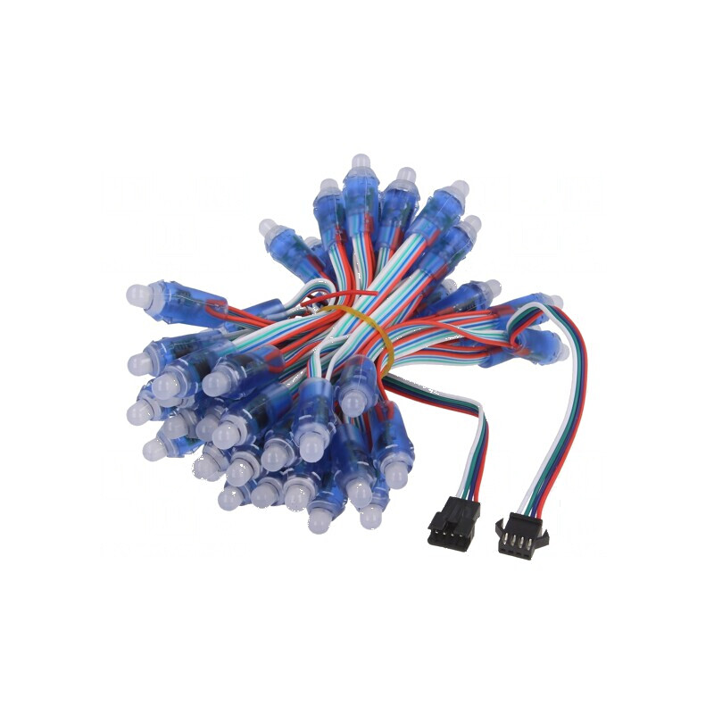 Banda LED RGB cu 50 diode Ø12mm și Controler WS2818 THT 5VDC | Electronic-mag.ro | Componente Electronice