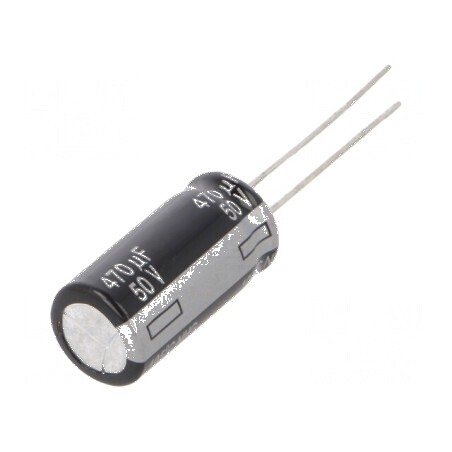 Condensator electrolitic THT 470uF 50VDC Ø10x20mm, Raster 5mm - Componentă electronică de înaltă calitate | Electronic-mag.ro | Componente Electronice