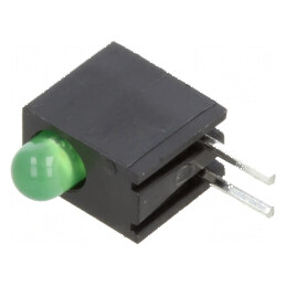 LED 3mm Verde cu Carcasă - 1 Diode, 2mA, Lentilă Difuză 45° | Electronic-mag.ro | Componente Electronice