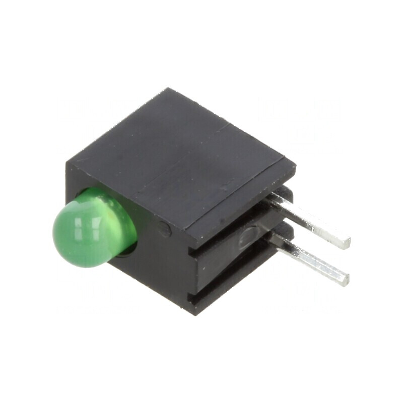 LED 3mm Verde cu Carcasă - 1 Diode, 2mA, Lentilă Difuză 45° | Electronic-mag.ro | Componente Electronice