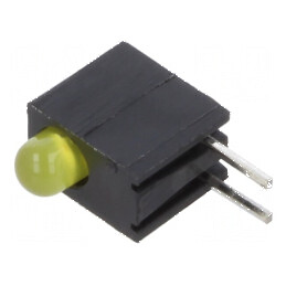 LED 3mm Galben în Carcasă - 1 Diode, Lentilă Difuză, 20mA | Electronic-mag.ro | Componente Electronice