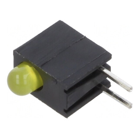 LED 3mm Galben în Carcasă - 1 Diode, Lentilă Difuză, 20mA | Electronic-mag.ro | Componente Electronice